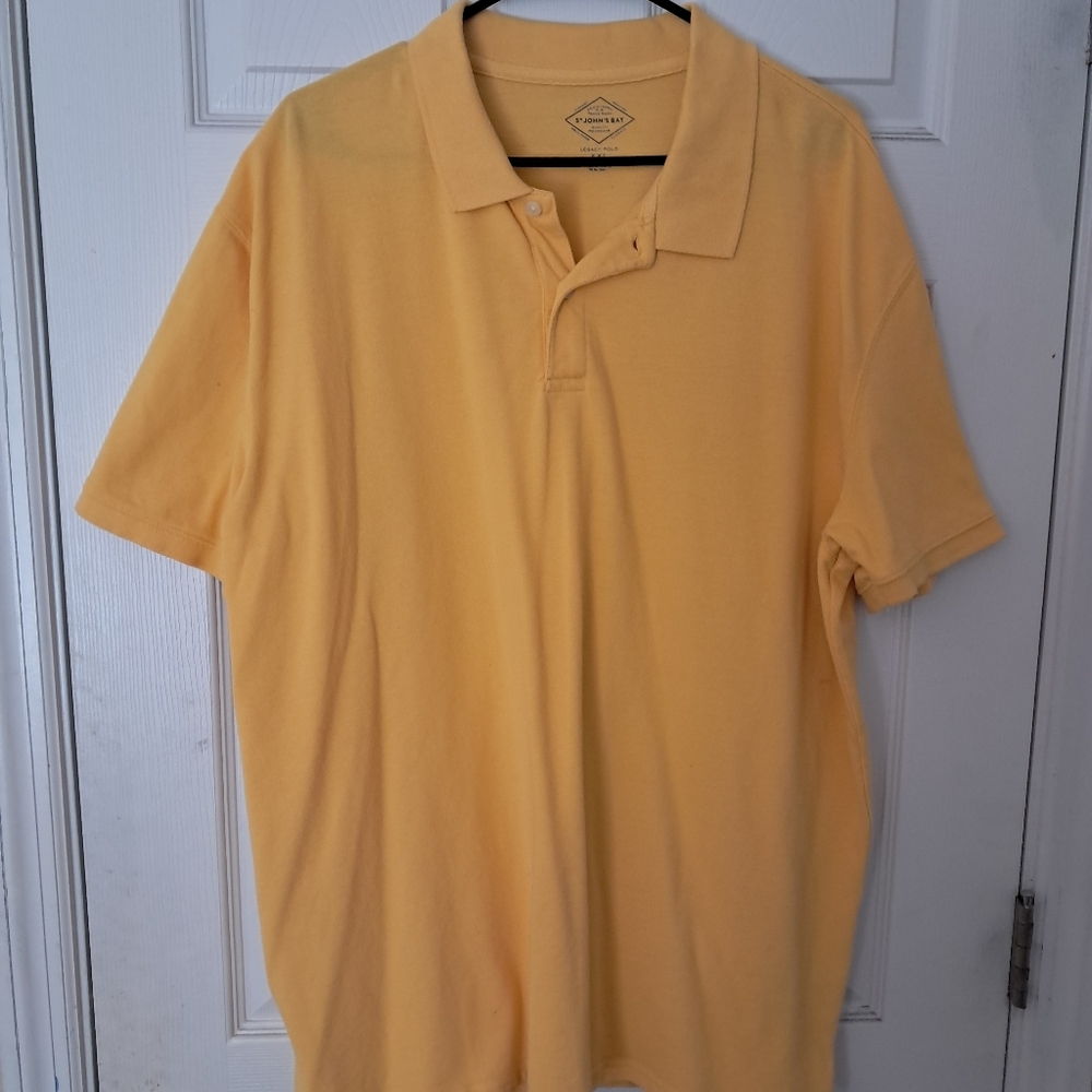 Mens Polo Cotton Shirt Size XXL Yellow Saint Johns Bay.